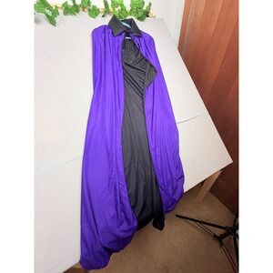 Purple and Black Full Length Costume Cape with Collar Halloween Cosplay 44 Inch